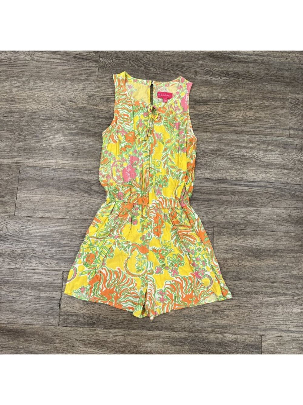 Lilly Pulitzer Linwood Yellow Floral Jumpsuit Romper Dress Size Small